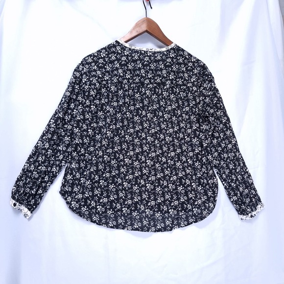Madewell Print-Mix Meadow Shirt XXS Black Floral Button Front Blouse Cottagecore - Picture 2 of 10
